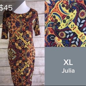 NWT LuLaRoe XL Julia Dress - Mosaic Multicolor